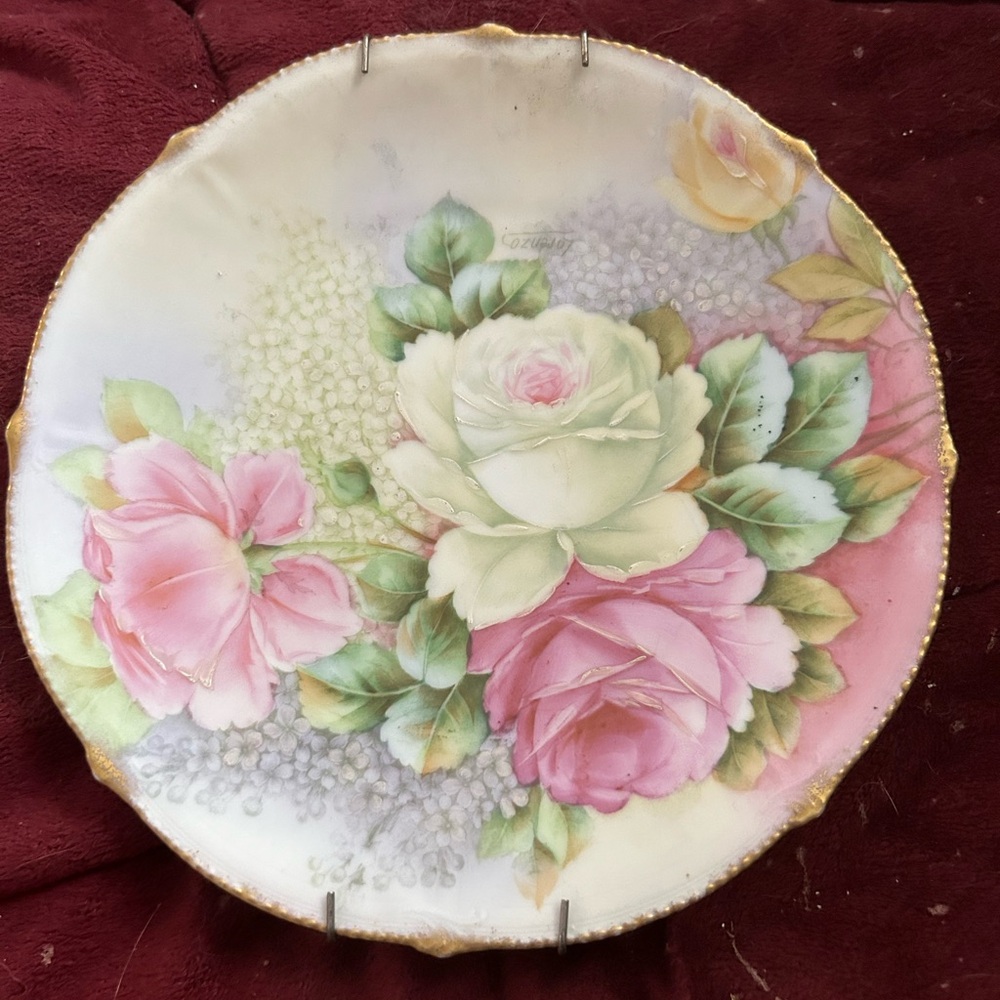 Vintage Hand Painted Bavarian Porcelain Plate